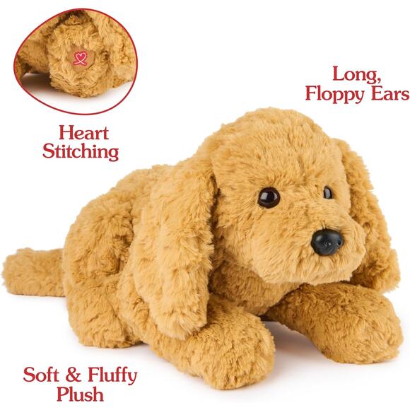 Muttsy Dog Plush 14 Inch Brown Premium Stuffed Animal Puppy Toy for Kids Ages 1+ - Picture 6 of 8